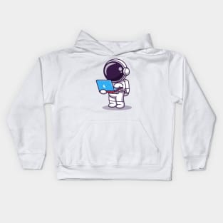 Cute Astronaut Working On Laptop (2) Kids Hoodie